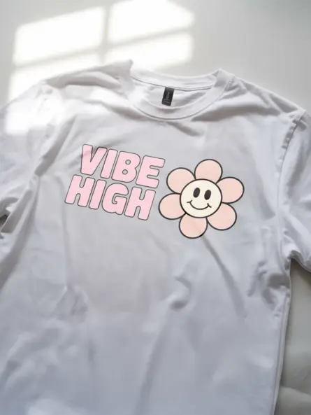 High Vibe T-Shirt – Cute Pastel Flower Tee for Positive Minds - Image 11