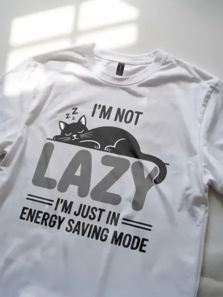 Not Lazy Shirt – Funny Cat Energy Saving Mode Tee for Introverts - Image 11