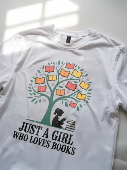 Just a Girl Who Loves Books Shirt – Minimalist Reader Tee - Image 11
