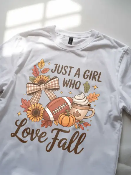 Cozy Just a Girl Who Loves Fall Shirt – Sunflower Latte Tee - Image 11