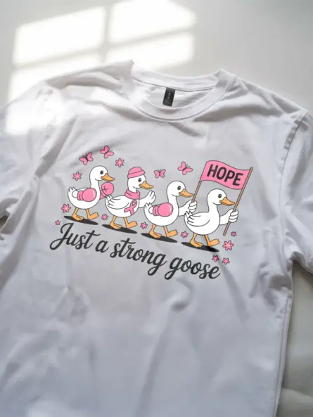 Just a Strong Goose Breast Cancer Shirt – Funny Pink Ribbon Tee - Image 8