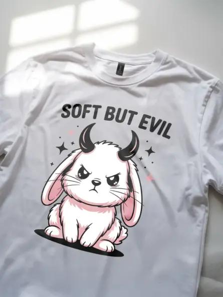 Kawaii Bunny T-Shirt with Attitude – Soft But Evil Graphic Tee - Image 12