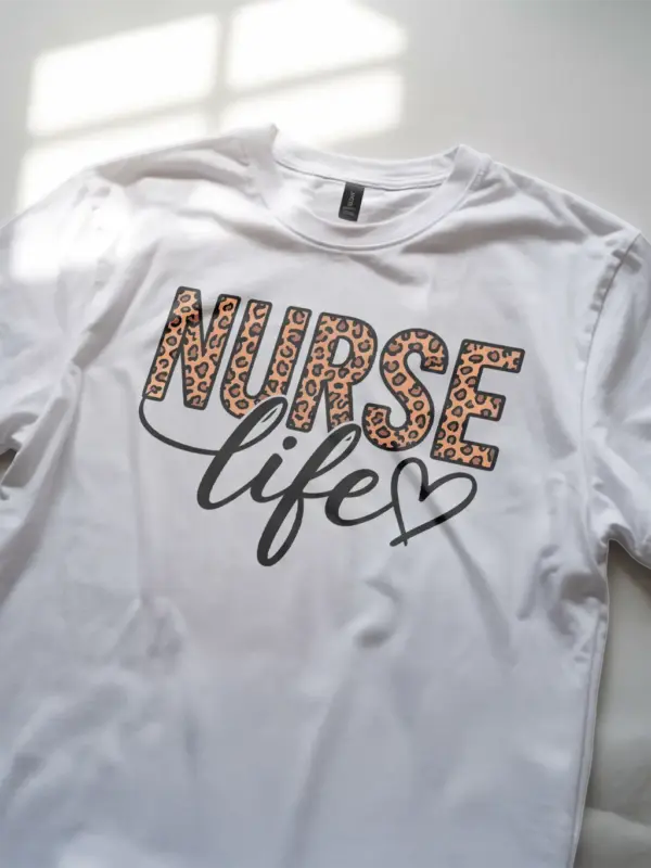 white nurse life leopard print t-shirt for women nurses