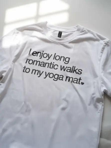 Long Romantic Walks Yoga Mat Shirt – Funny Minimalist Tee for Self-Care Lovers - Image 11