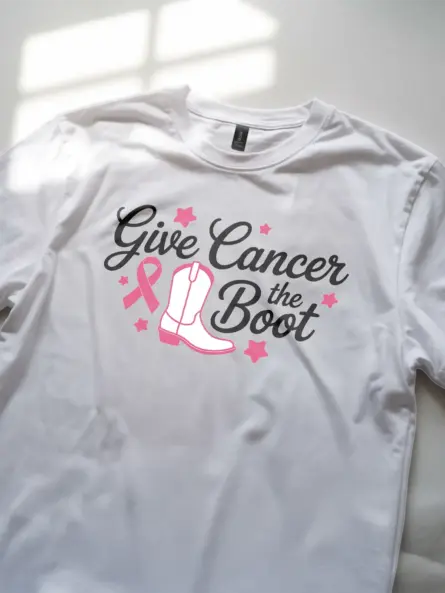 Pink Cowboy Boot Breast Cancer Shirt – Give Cancer the Boot Tee - Image 11