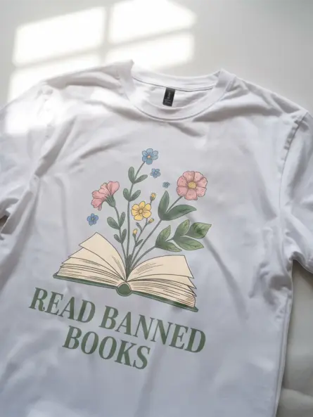 Read Banned Books T-Shirt – Vintage Floral Advocacy Tee for Readers - Image 11