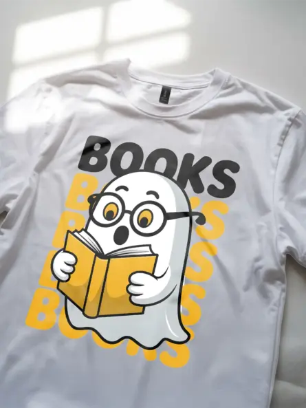 Adorable Reading Ghost Shirt – Cute Halloween Tee for Book Lovers - Image 11