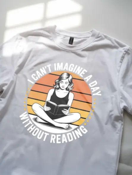 Retro Reading T-Shirt – 70s Style Sunset Graphic Tee for Book Lovers - Image 8