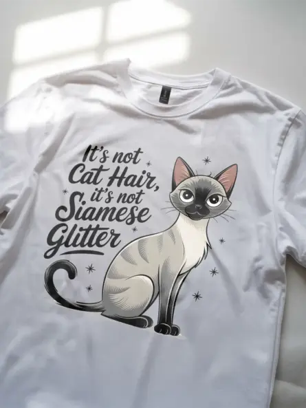 Siamese Cat Glitter Shirt – Funny Cat Hair Tee - Image 11