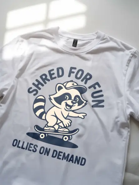 Skateboard Raccoon T-Shirt – Funny Shred for Fun Streetwear Tee - Image 11