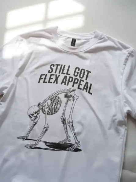 Bold Skeleton Yoga Shirt – Still Got Flex Appeal Humor Tee - Image 11