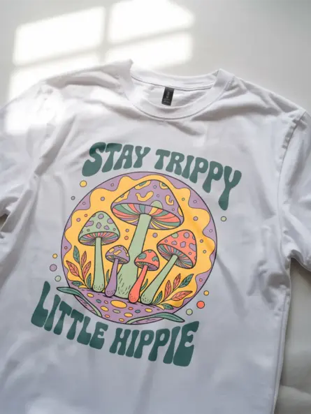 Trippy Mushroom Hippie T-Shirt Stay Trippy Little Hippie - Image 11