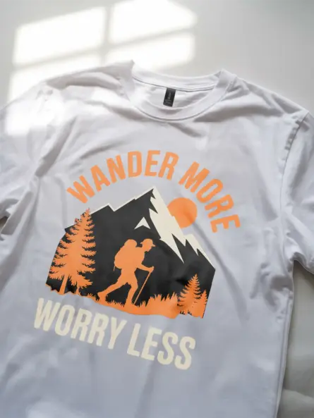 Wander More Worry Less T-Shirt – Vintage Hiking Mindfulness Tee - Image 11