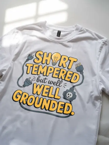 Well Grounded Electrician T-Shirt – Funny Short Tempered Cartoon Tee for Engineers - Image 3