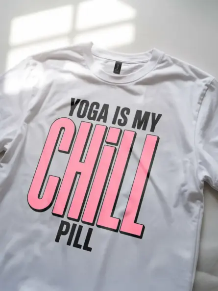 Yoga Chill T-Shirt Yoga Is My Chill Pill Bold Wellness Tee - Image 11