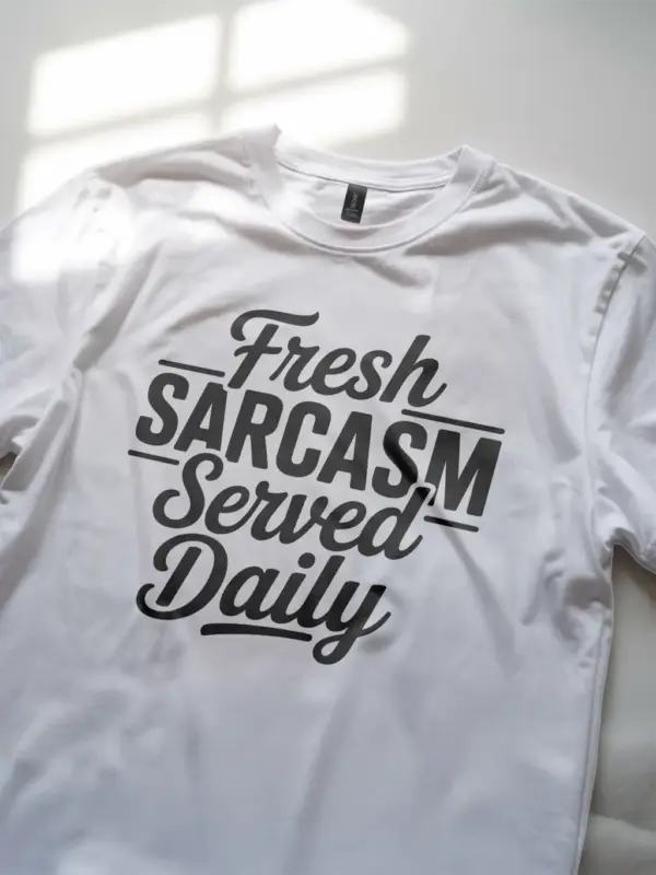 white Shirt Fresh Sarcasm Served Daily Sarcasm Served Daily T-Shirt Lifestyle Shot