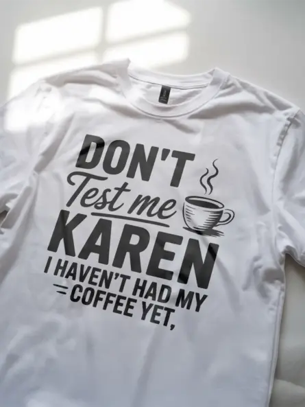 white don’t test me Karen sassy coffee t-shirt for women