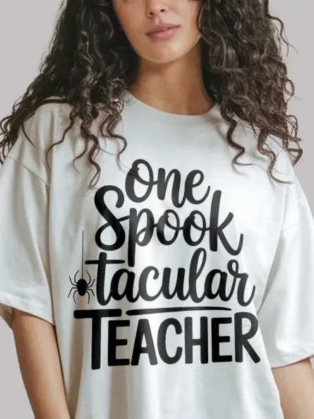 White shirt front – One Spooktacular Teacher – spooktacular teacher shirt