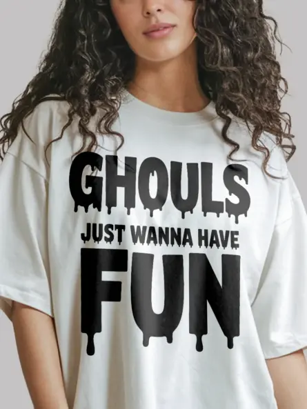 Ghouls Just Wanna Have Fun Shirt – Retro Dripping Text Halloween Tee for Partygoers - Image 10