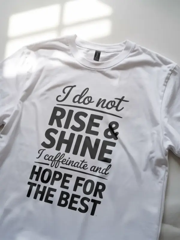 white Lifestyle View Coffee Quote Tee for Sleepyheads