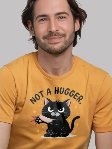 yellow t-shirt rear – not a hugger cat shirt style