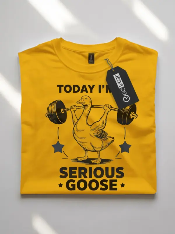 yellow Shirt Front View - Today I’m a Serious Goose Tee - funny vintage gym t-shirt