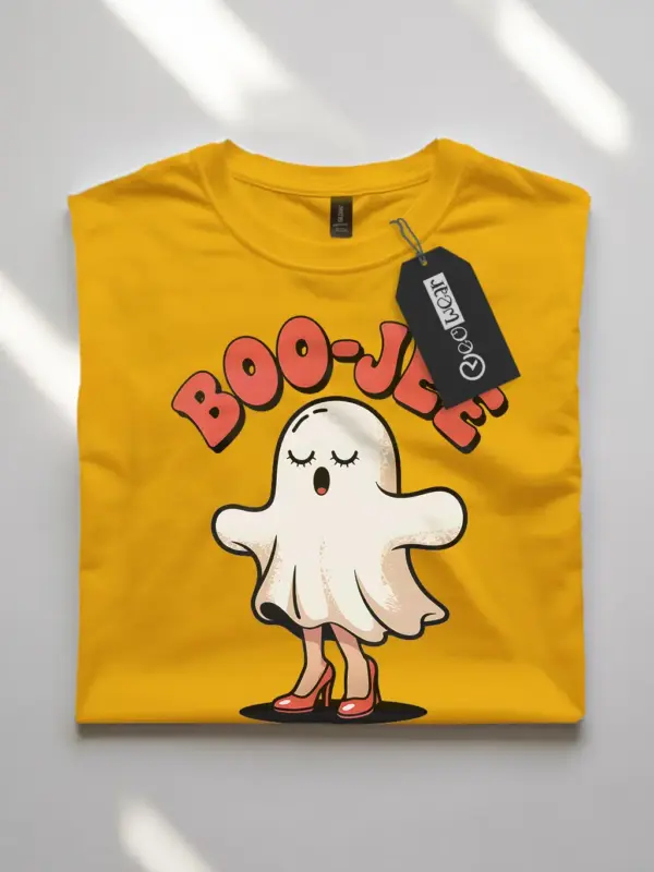yellow flatlay Shirt Front – boo jee halloween t-shirt cute fashion ghost