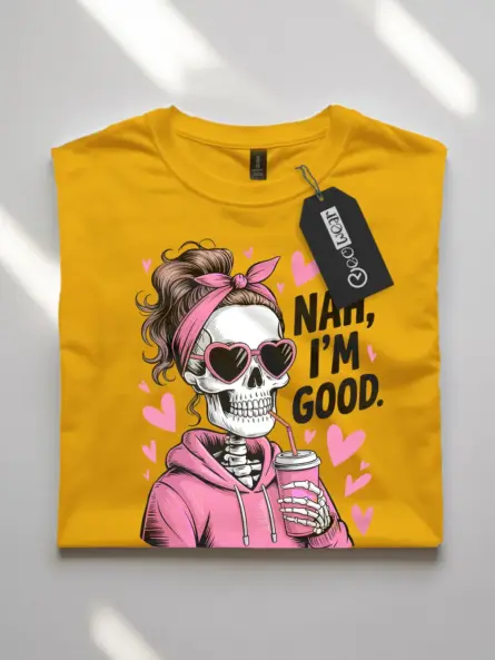 Funny Nah I’m Good Skeleton Shirt – Sarcastic Coffee Tee for Women - Image 10