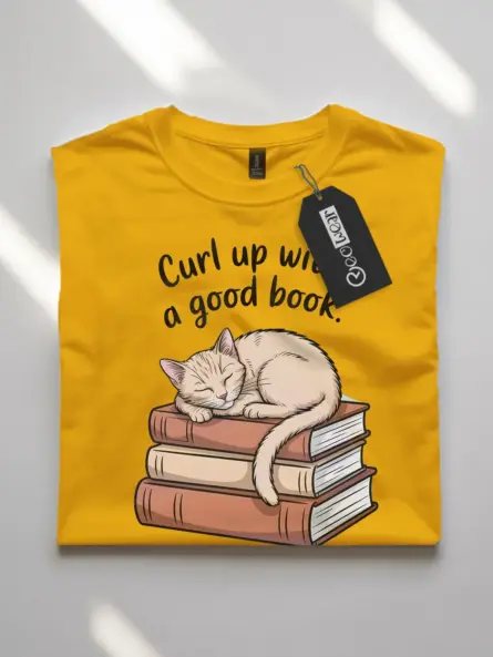 Cozy Bookworm Cat Shirt – Curl Up with a Good Book Tee - Image 10
