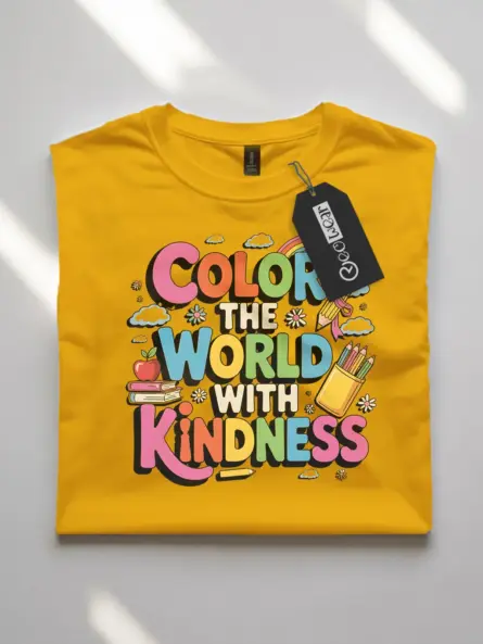 Color the World with Kindness T-Shirt – Retro Rainbow Style - Image 10