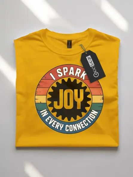 Electrician Spark Joy T-Shirt Retro Badge Design - Image 10