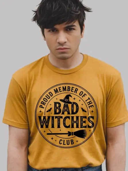 Funny Bad Witches Club T-Shirt – Vintage Witchy Halloween Tee - Image 3