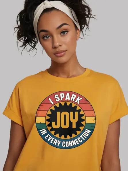 Electrician Spark Joy T-Shirt Retro Badge Design - Image 12