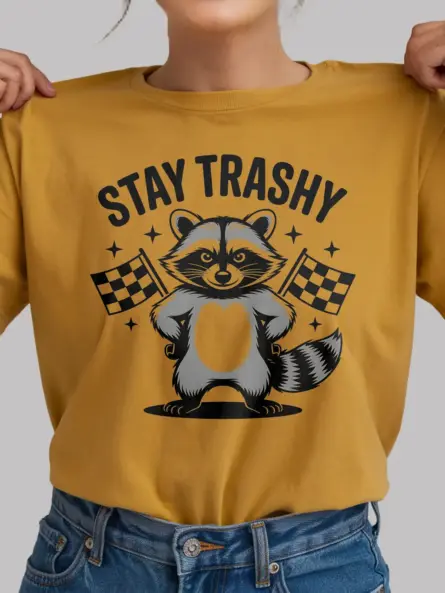 yellow Stay Trashy Raccoon Shirt stay trashy raccoon shirt