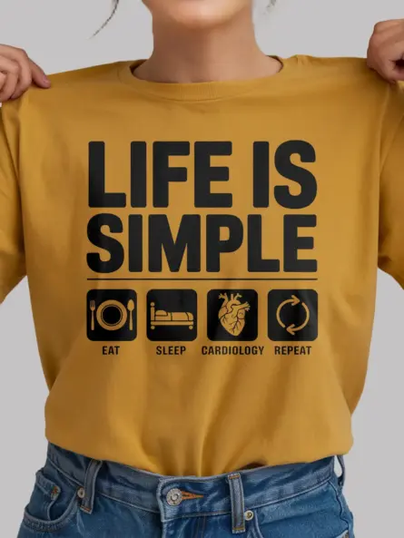 yellow cardiology life shirt front view