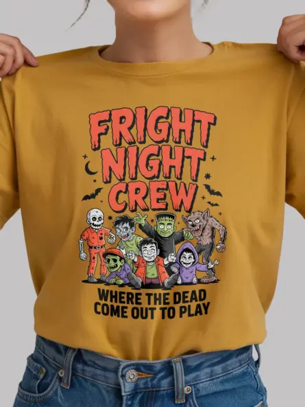 Epic Fright Night Crew Halloween T-Shirt with Classic Monsters - Image 12