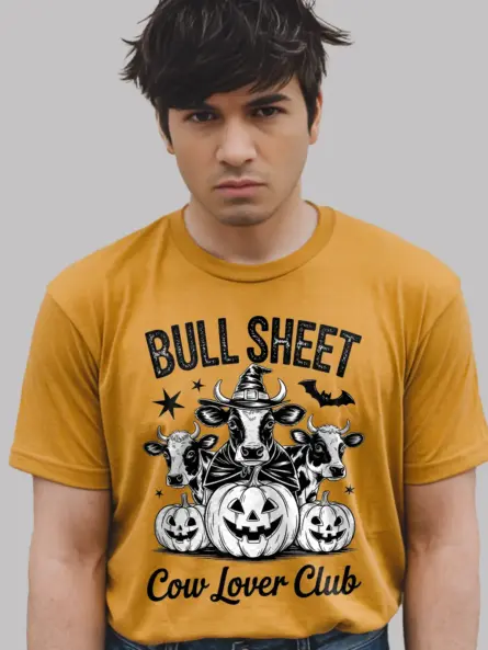 yellow lifestyle – farm humor tee ghost cow design in yellow