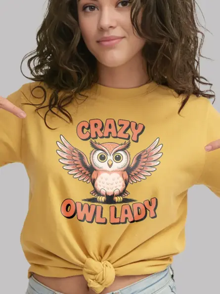 Crazy Owl Lady T-Shirt for Women – Funny Retro Bird Lover Tee - Image 9