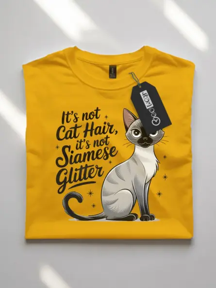 Siamese Cat Glitter Shirt – Funny Cat Hair Tee - Image 7