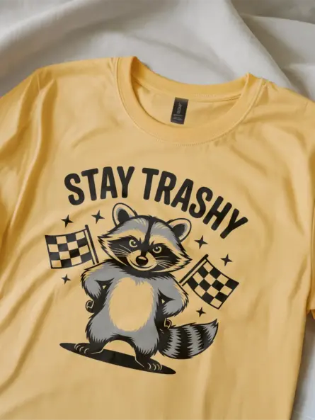 Lifestyle yellow Stay Trashy Raccoon Shirt stay trashy raccoon shirt