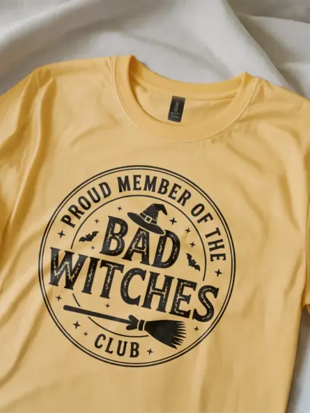 Funny Bad Witches Club T-Shirt – Vintage Witchy Halloween Tee - Image 2