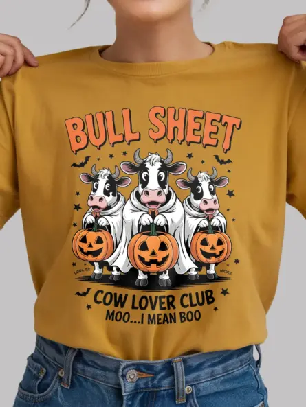 Hilarious Bull Sheet Cow Ghost T-Shirt for Halloween Fans - Image 3