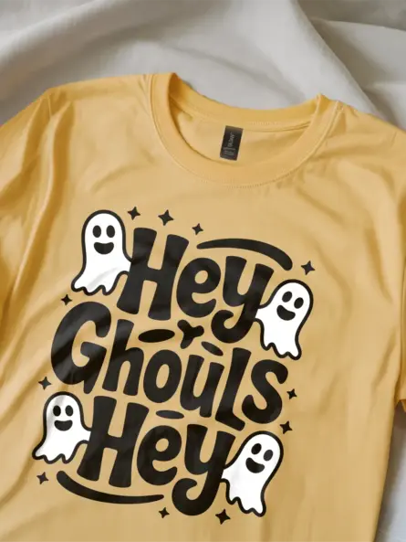 Hey Ghouls Shirt – Playful Halloween Tee with Cute Ghosts for Girls & Teens - Image 2