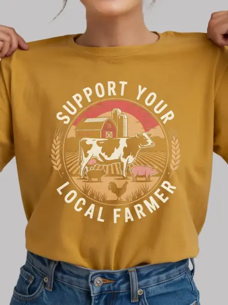 shirt yellow Farm Animal Graphic Tee - support your local