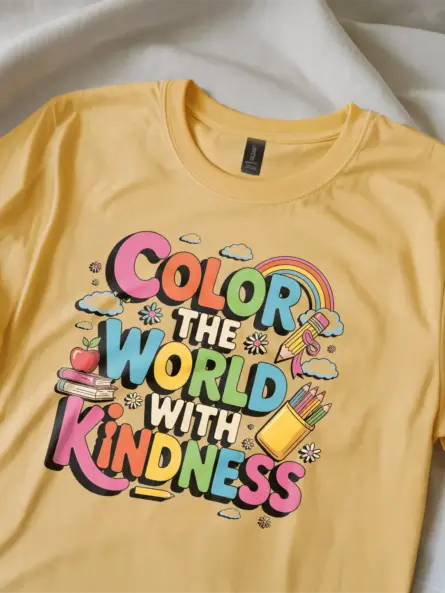 Color the World with Kindness T-Shirt – Retro Rainbow Style - Image 11