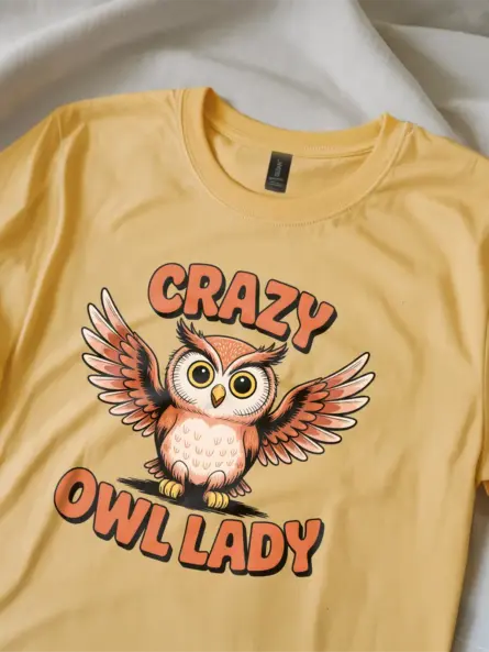 Crazy Owl Lady T-Shirt for Women – Funny Retro Bird Lover Tee - Image 8