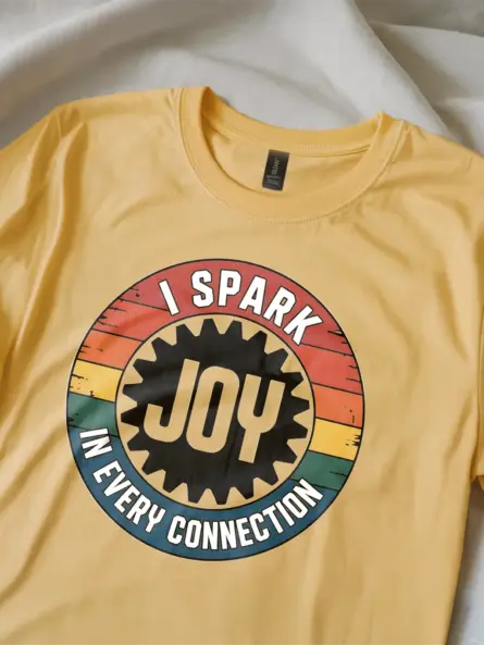 Electrician Spark Joy T-Shirt Retro Badge Design - Image 11