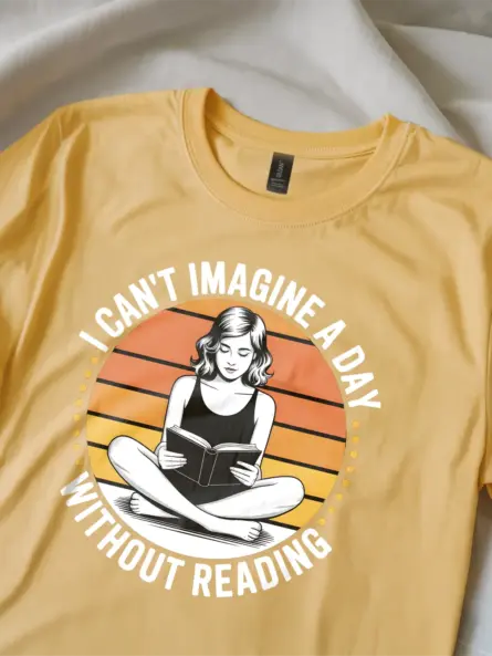 Retro Reading T-Shirt – 70s Style Sunset Graphic Tee for Book Lovers - Image 11