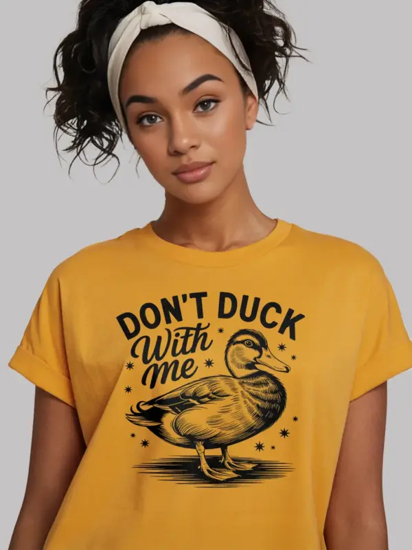 yellow don’t duck with me funny duck t-shirt for adults