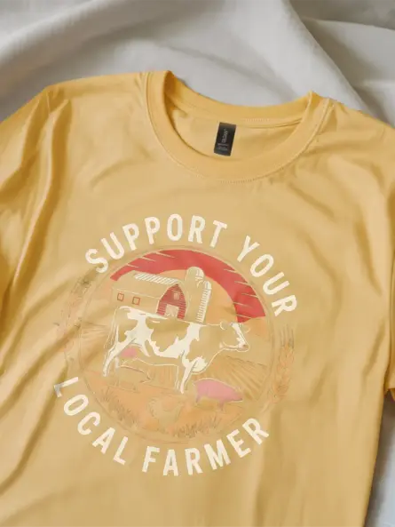 yellow Front View - Support Your Local Farmer T-Shirt